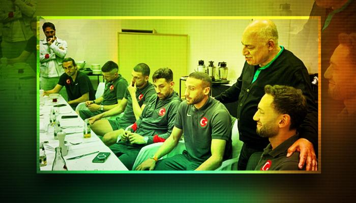 Portekiz maçı öncesi muhteşem fotoğraf!  TFF Başkanı Mehmet Büyükekşi "ahlak" için geldi ama sadece Hakan Çalhanoğlu güldü